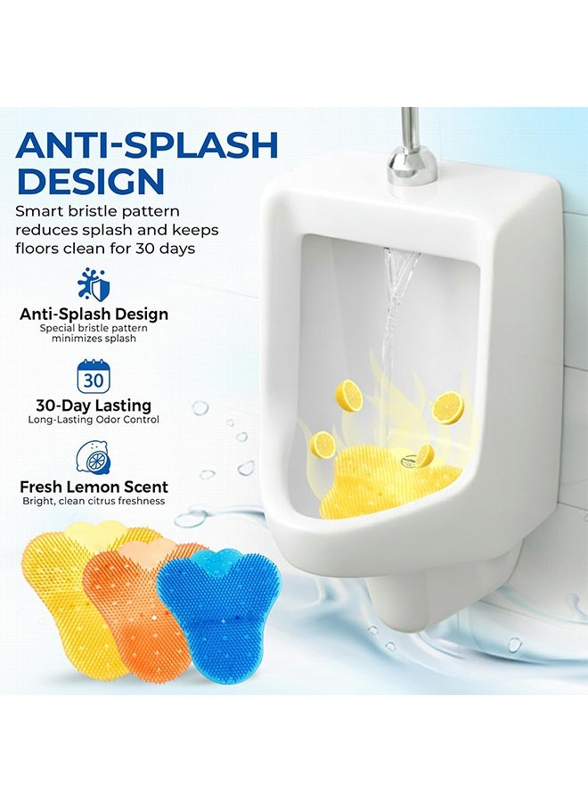 با لوف 3 قطع مزيل رائحة لمبولة، كعكات مزيل رائحة للمبولية، حصائر شبكية معطرة ومقاومة للرذاذ للرجال للحمام، المكتب، المدرسة (نسيم المحيط، الليمون، البرتقال) - Image 3